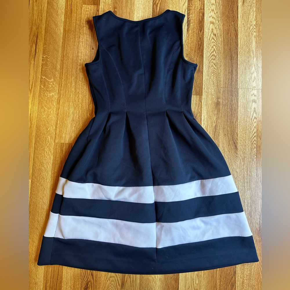 Apt 9 Navy Blue White Career Sheath Dress Medium 8 10 - Picture 3 of 3